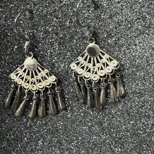 Vintage Thai Hill Tribe Filigree Silver Earrings – Handmade